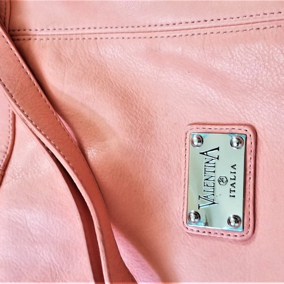 Valentina leather bag Italy,  pink salmon color - Picture 4 of 11
